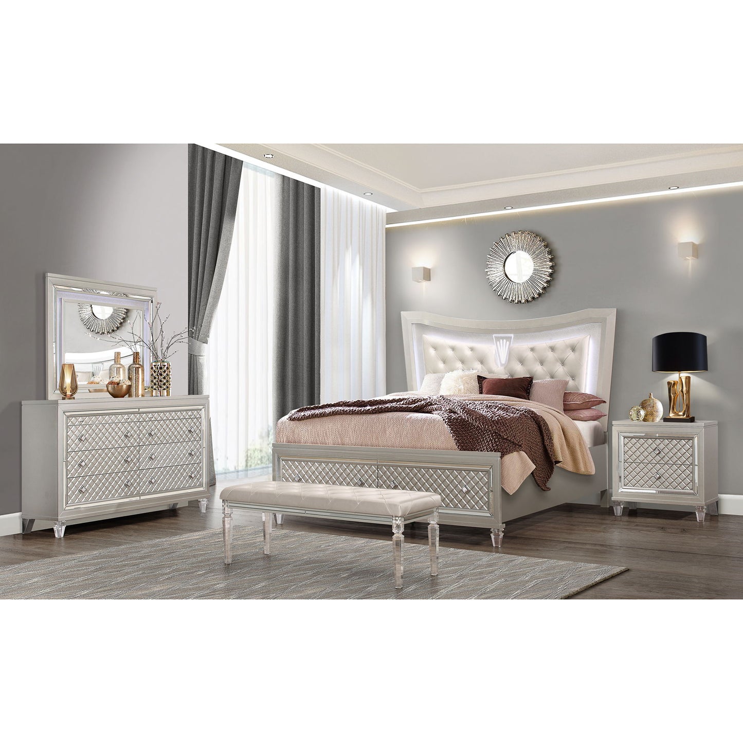 Cross - Glam Nightstand - Champagne