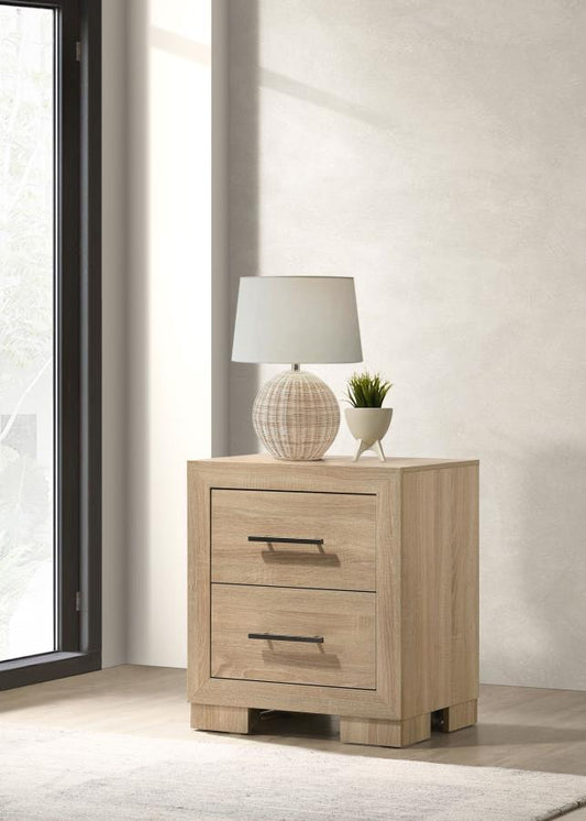 Arielle - 2-Drawer Bedroom Nightstand With Casters - Light Oak