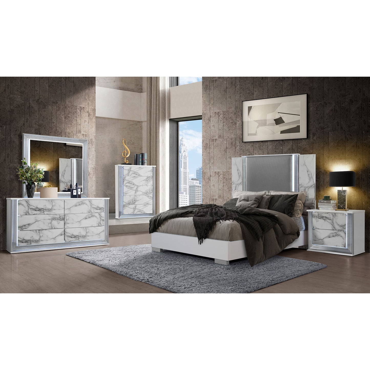 Moon - Modern Bed With LED Accent Lighting
