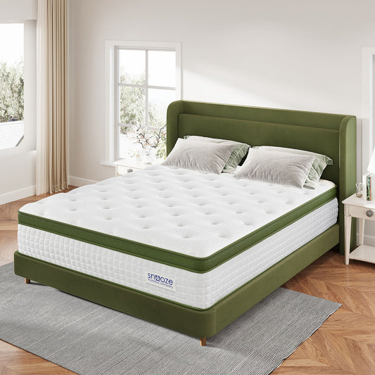 Snooze Mattress Company Glacier - 14" Euro Top Medium Hybrid Mattress With Independently Encased Coils & Gel Memory Foam