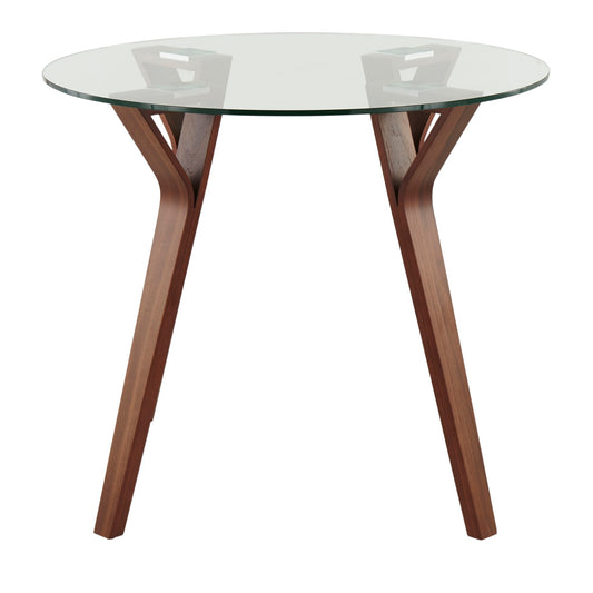 Folia - Mid-Century Modern Round Dinette Table - Walnut / Clear