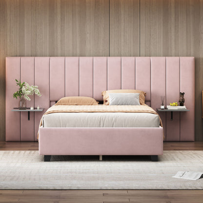 Upholstered Platform Bed With Big Headboard