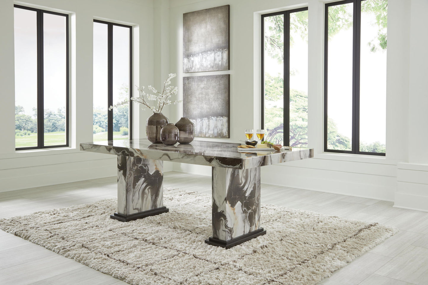 Jeshina - Dining Table - Dark Brown / Beige