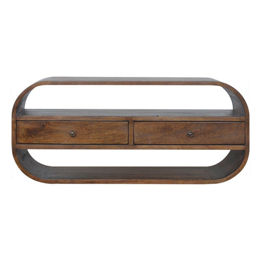 Curved Edge Media Unit With 2 Drawers - Chestnut